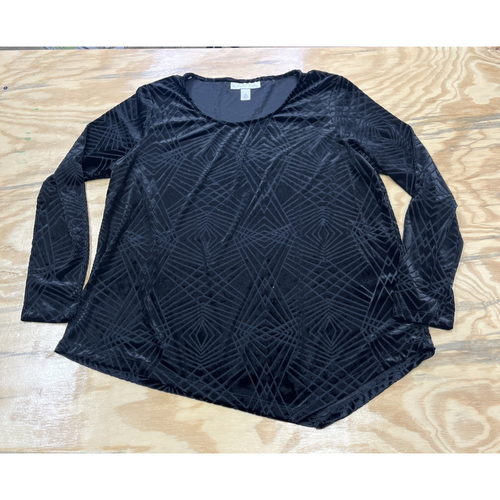 Emaline Velvet Burnout Tunic Top Petite XL Asymmetrical Hem Witchy Party Goth